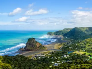 Piha beach which is located at the West Coast in Auckland,New Zealand.