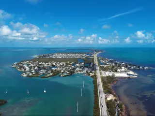 Aerial view of famous bridge and islands in the way to Key West, Florida Keys, United States