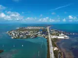 Aerial view of famous bridge and islands in the way to Key West, Florida Keys, United States