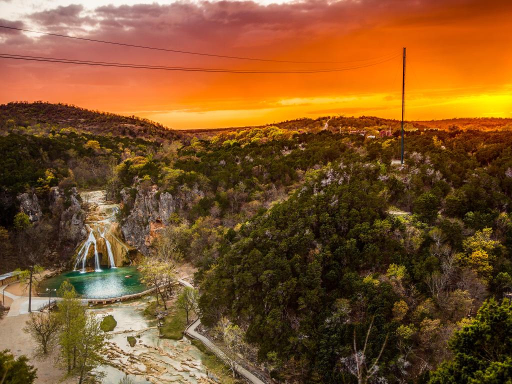 Sunset at Turner Falls in Oklahoma's Arbuckle Mountains