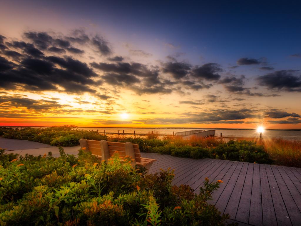 Sunset at the Southampton beach on Long Island, New York