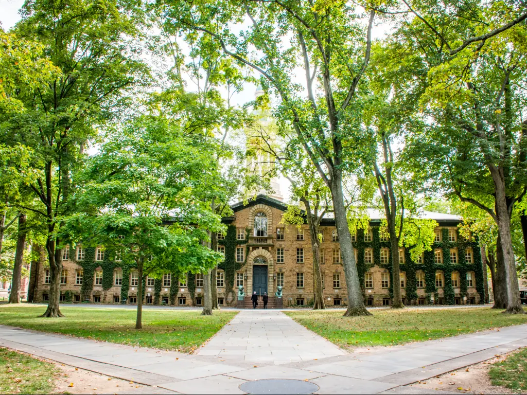 The grounds of Princeton University, a private Ivy League University that frequently ranks top in the United States