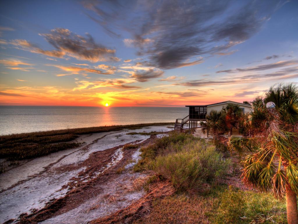 Sunset over the Florida coast. Looking out onto the Gulf of Mexico