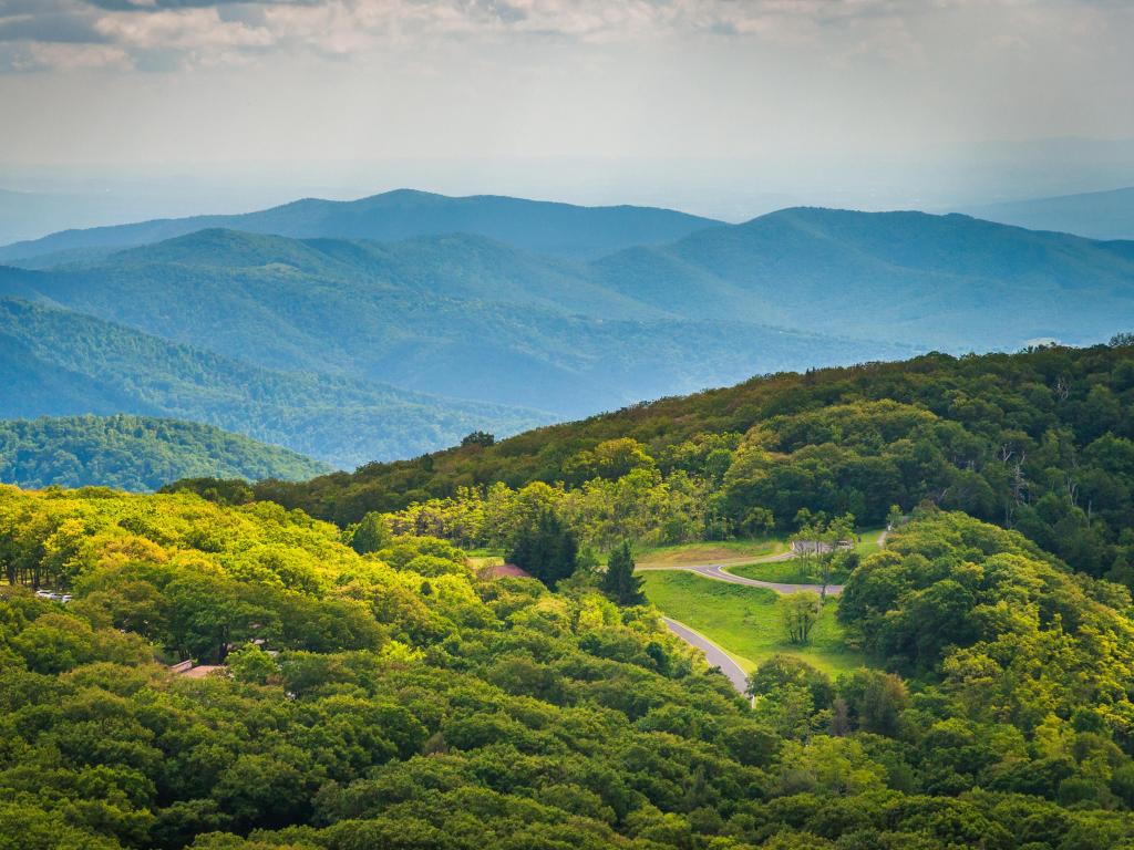 Skyline Drive through the Blue Ridge Mountains near Washington DC.