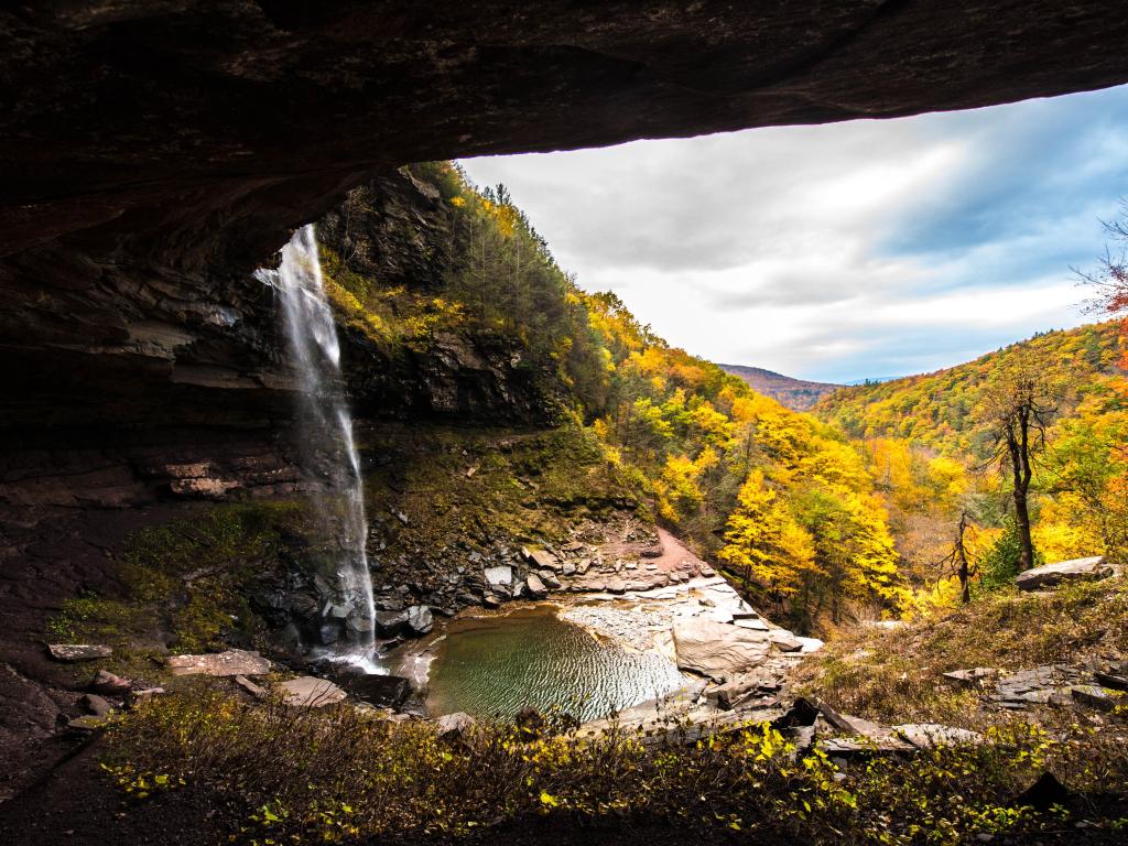 Kaaterskill falls waterfall in the New York Catskill mountains