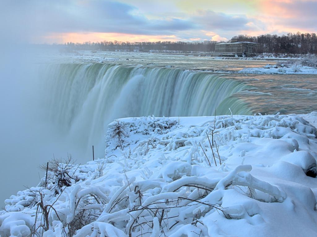 Snow and ice at Niagara Falls in winter