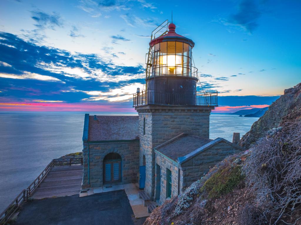 Big Sur. Point Sur lighthouse at sunset.