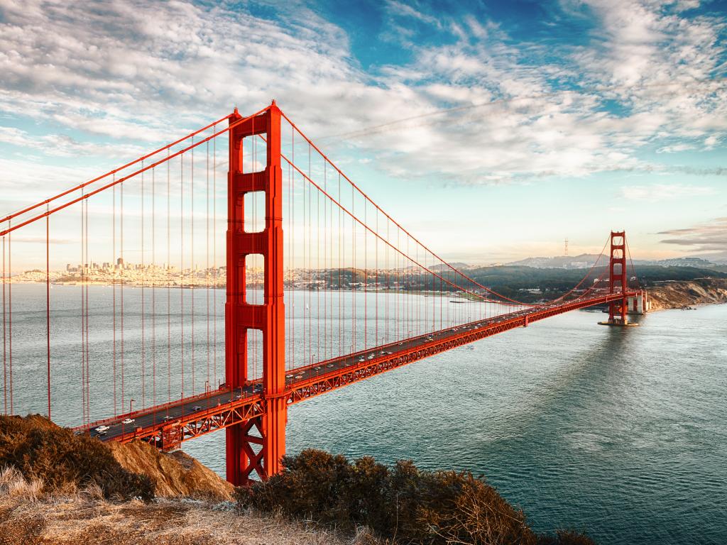 Golden Gate Bridge in San Francisco in the evening light