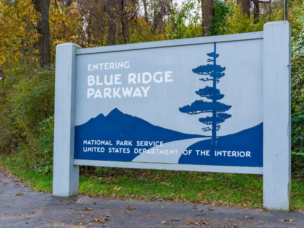 Blue Ridge Parkway Entrance Sign near Waynesboro, Virginia