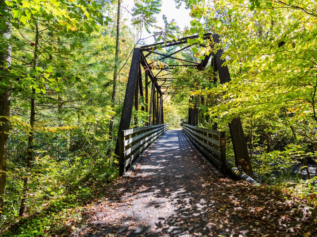 The Virginia Creeper Trail, the most popular bike route in the region. Abingdon, VA, USA