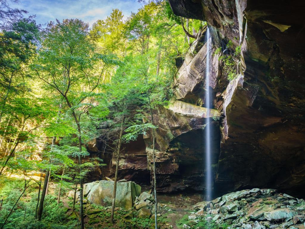 Scenic long exposure image of Yahoo Falls in Southern Kentucky