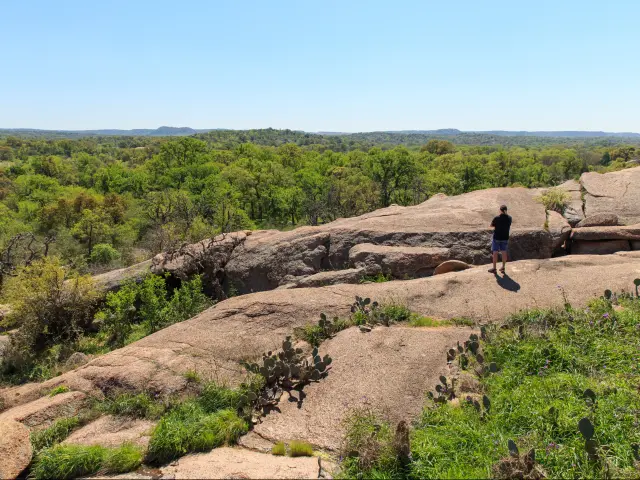 An amazing view down from a trail in the Enchanted Rock State Park, Texas.