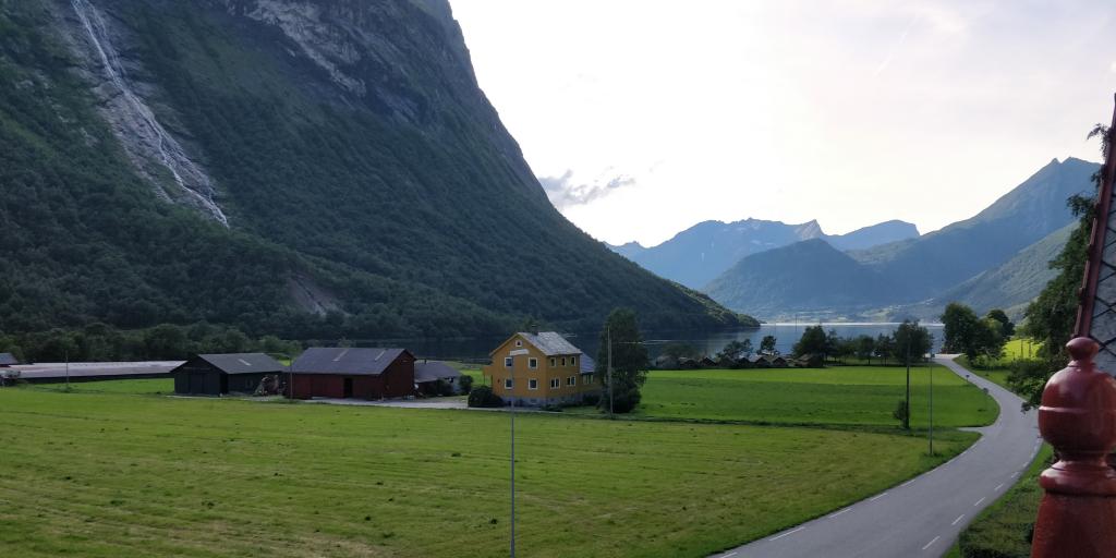 View of the fjord in Oye, Norway, from Hotel Union