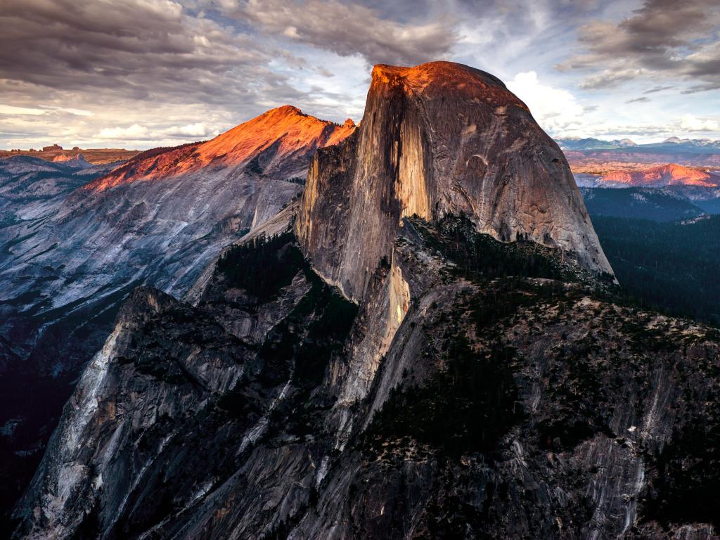 Yosemite NP, California, USA taken at the Half Dome on a moody day.