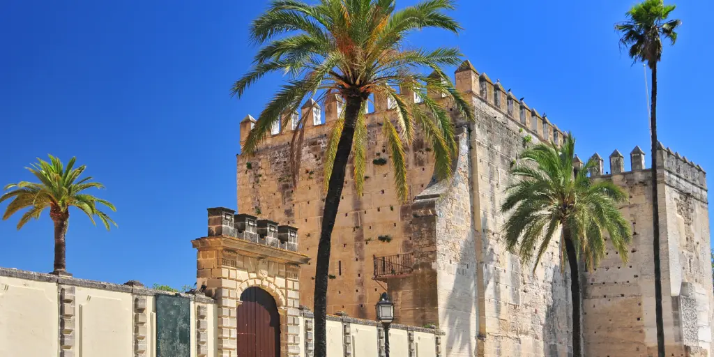The Alcazar surrounded by palm trees, Jerez de la Frontera 