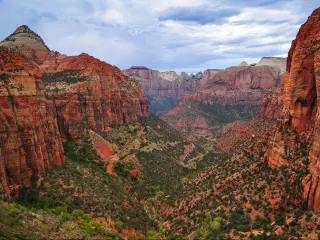 Overcast afternoon view from the end of the Canyon Overlook trail, Zion National Park, Utah, Southwest USA