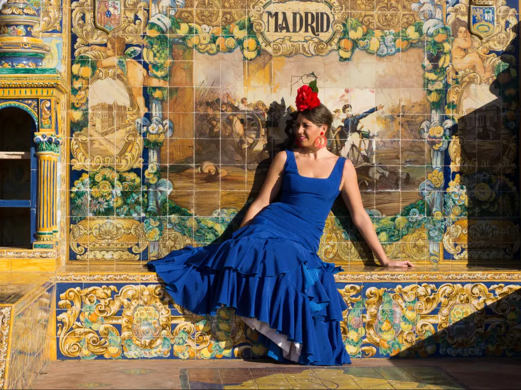 Beautiful Woman with flamenco dress, Madrid, Spain