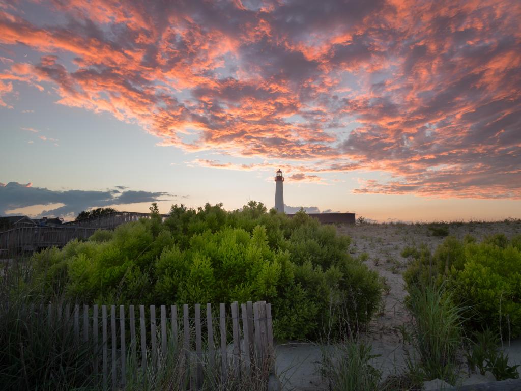 Pink sunset sky at Cape May, New Jersey