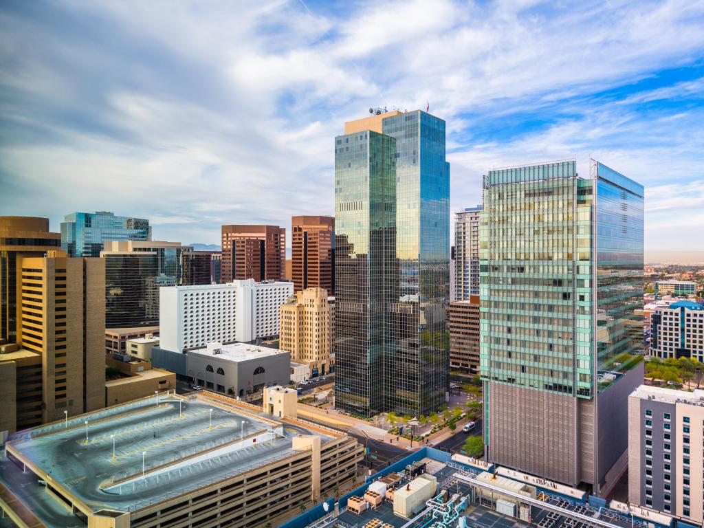 Phoenix, Arizona, USA cityscape in downtown in the afternoon.