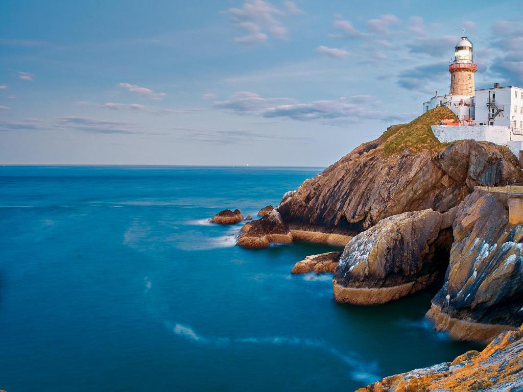 The Baily Lighthouse, Howth. co. Dublin, Baily Lighthouse on Howth cliffs, View of the Baily Lighthouse from the cliff