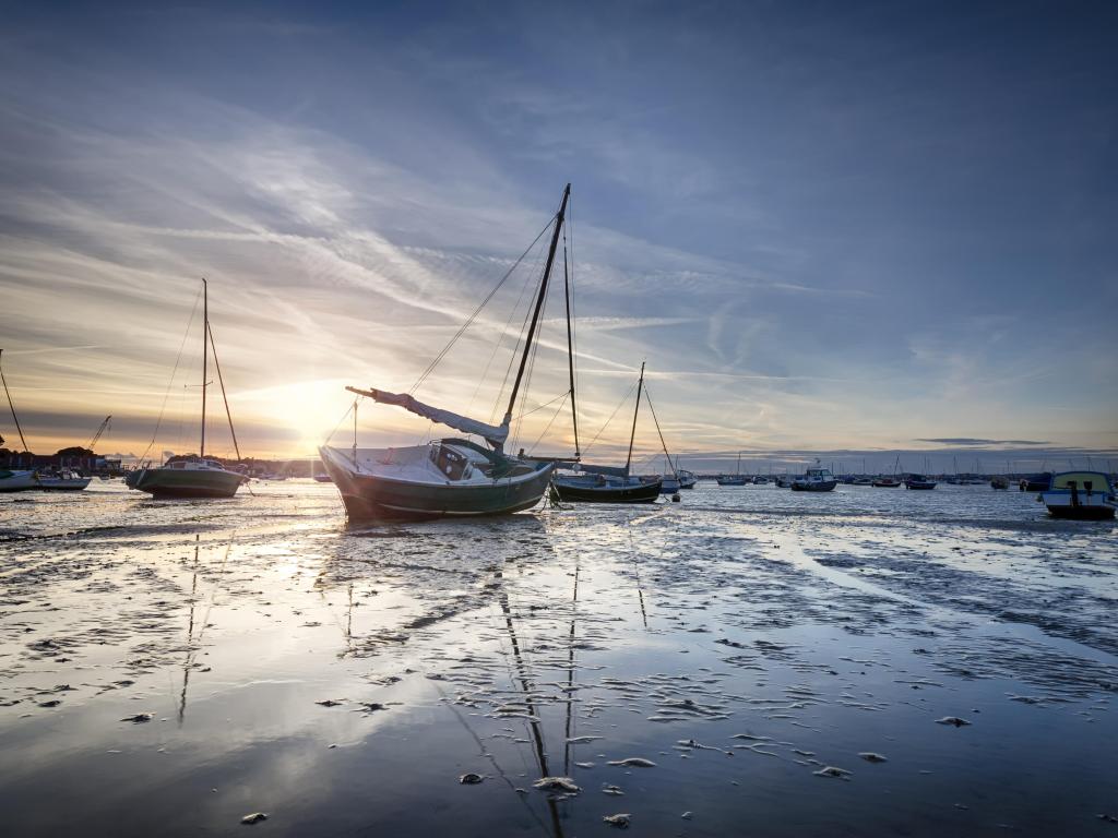 Boats in Poole Harbour at Sandbanks in Dorset