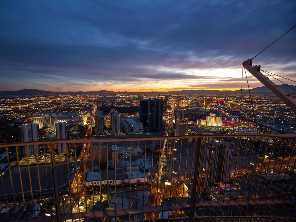 Sunset view from the Stratosphere Tower in Las Vegas