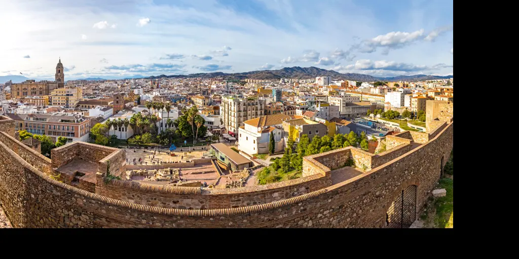 View of city of Malaga from the Alcazaba ruins