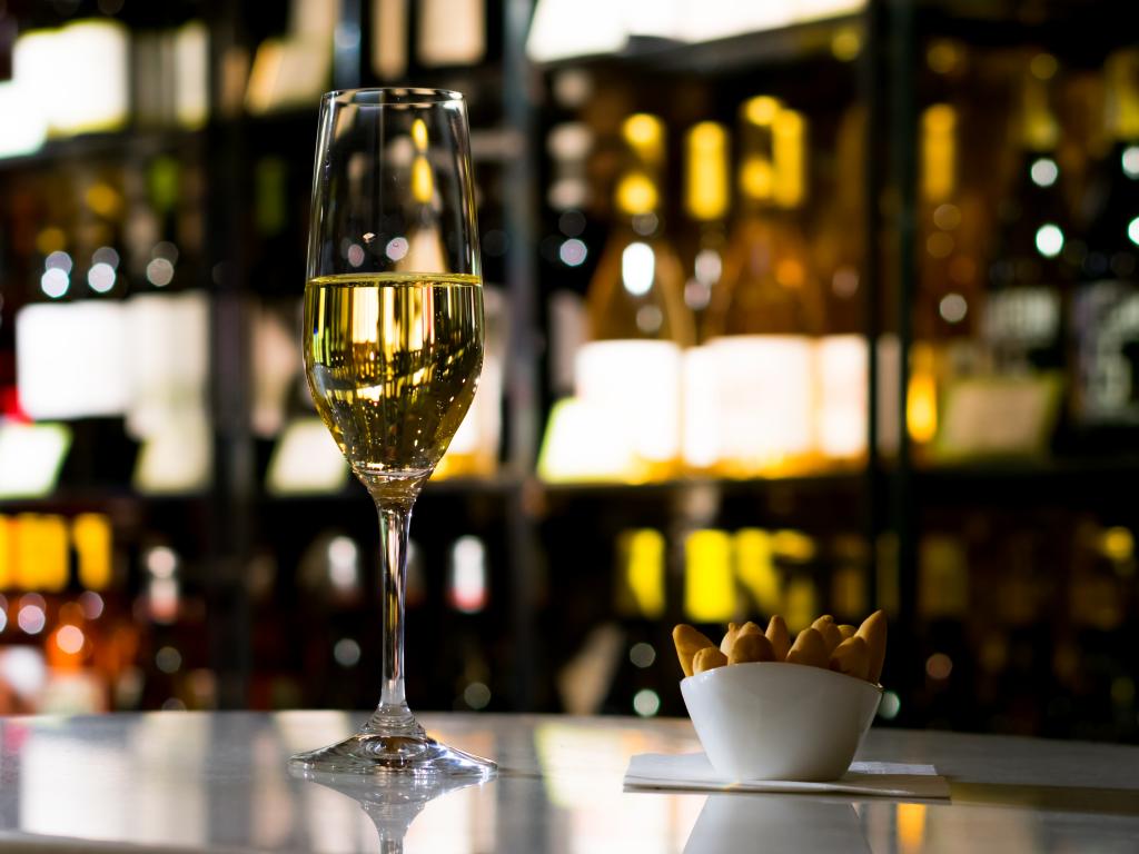 White Cava sparkling wine glass in Barcelona