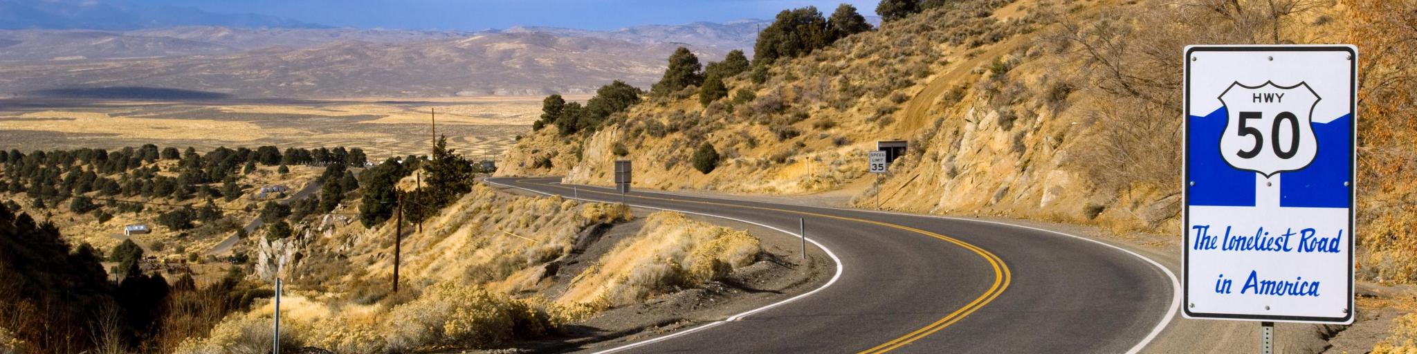 Highway 50 in Nevada, The loneliest road in America, USA