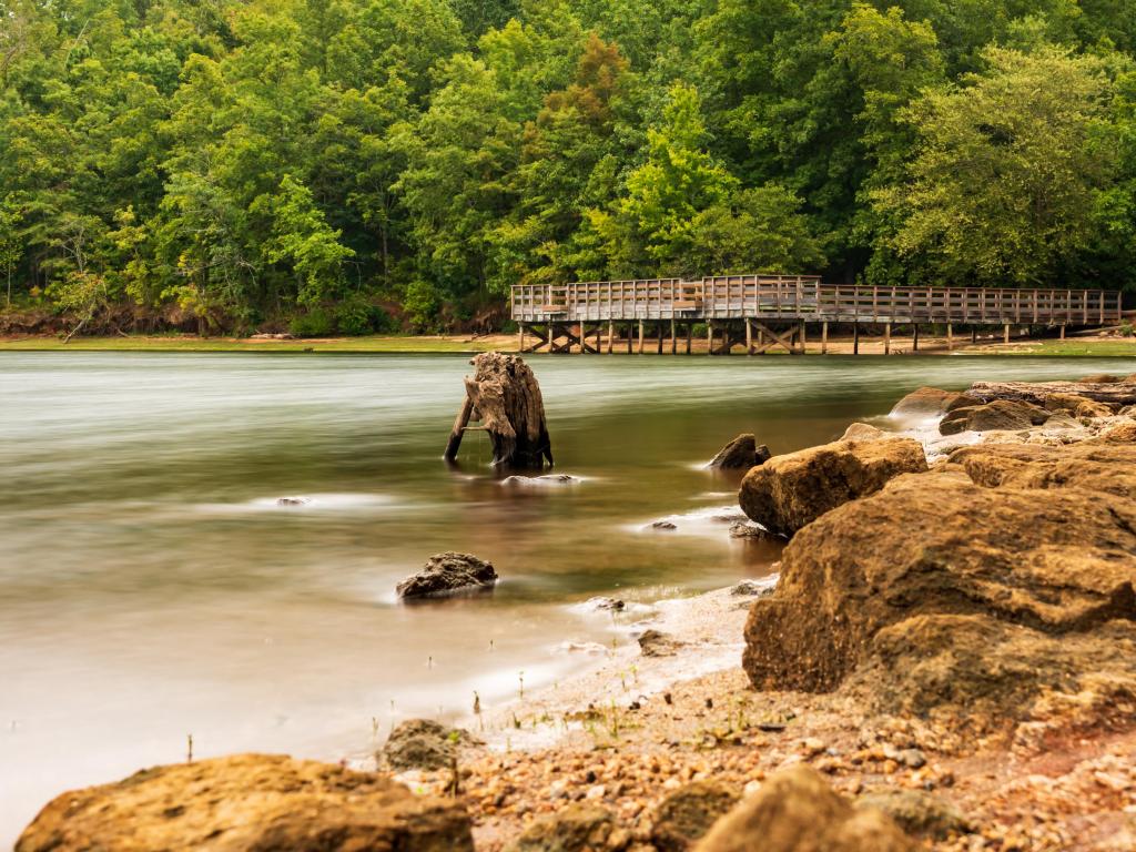 a long exposure at lake varner in covington georgia