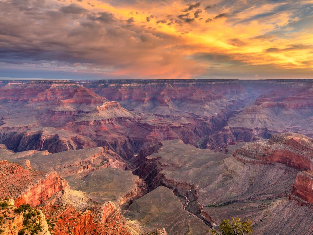 Grand Canyon, Arizona, USA valley view at dusk.