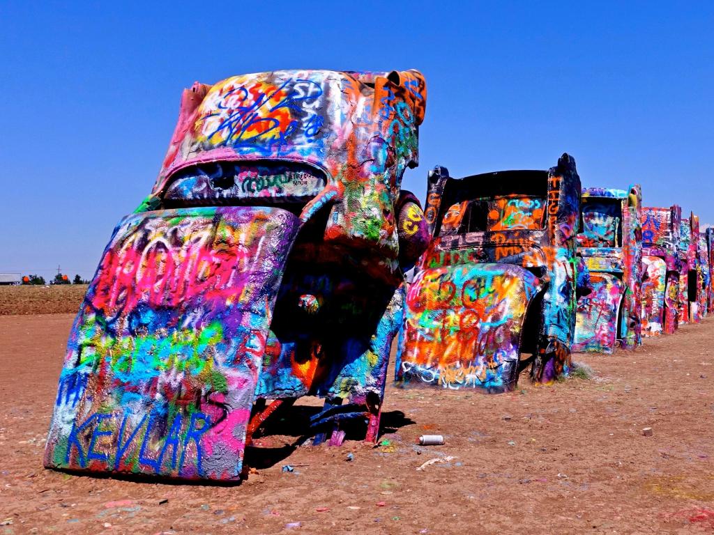 The Cadillac Ranch at Amarillo Texas