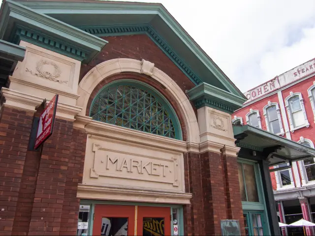 Historic buildings in downtown Paducah Kentucky. Close up of the market building