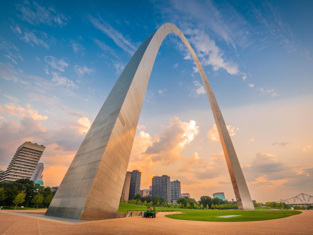 Downtown St. Louis, Missouri, USA viewed from below the arch.