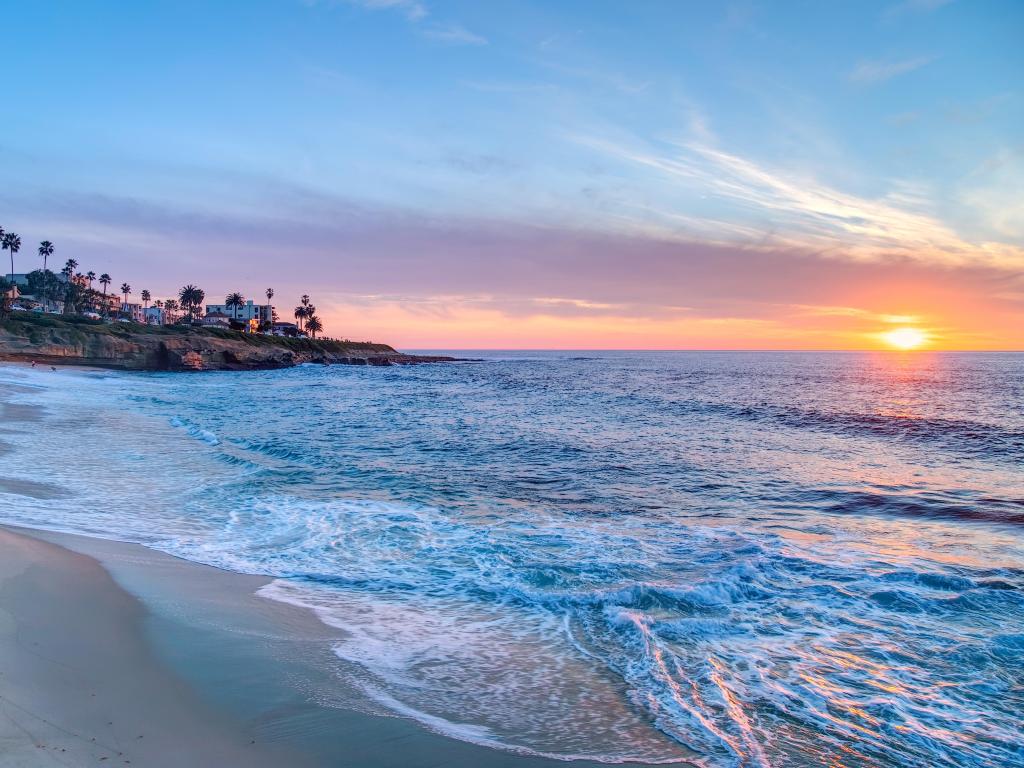 Magnificent sunset on the beach in La Jolla California