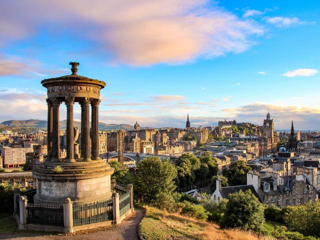 Edinburgh, Scotland skyline as seen from Calton Hill.