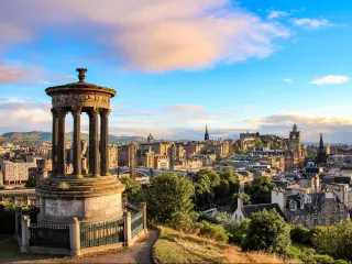 Edinburgh, Scotland skyline as seen from Calton Hill.