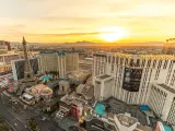 Aerial view of the Strip during sunrise