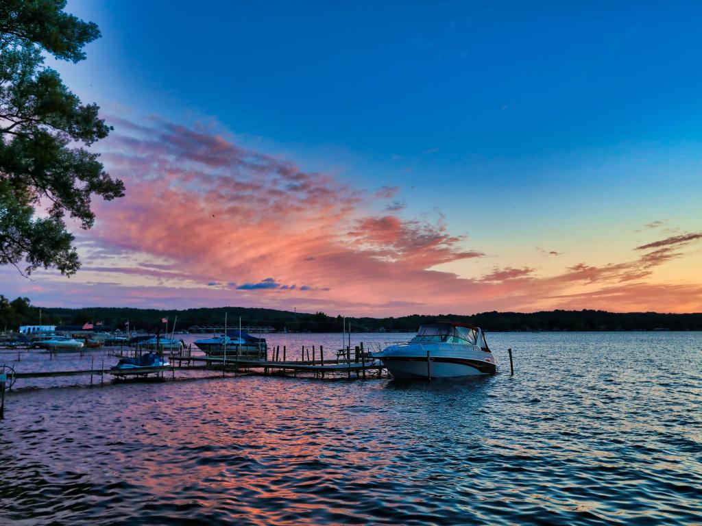 Sunset over the beautiful Chautauqua Lake 