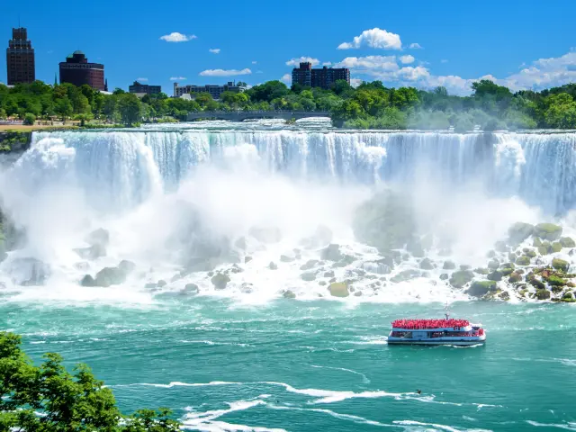 Beautiful Niagara Falls on a clear sunny day. Niagara, Canada