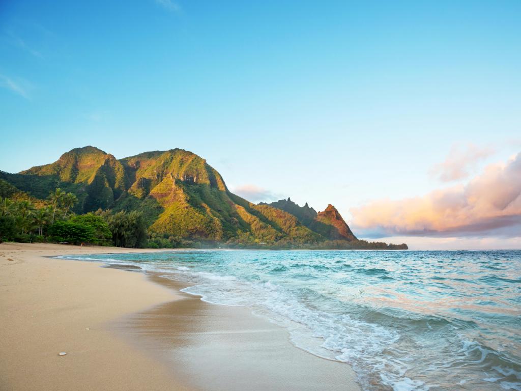 Beautiful scene in Tunnels Beach on the Island of Kauai, Hawaii, USA.