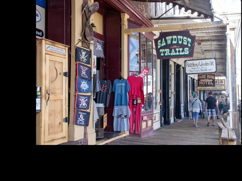 Storefronts in the classic mining town of Virginia City, Nevada