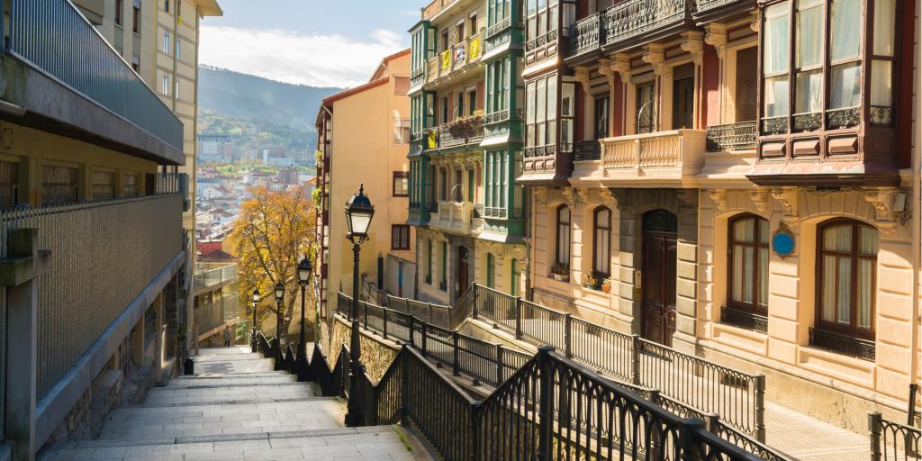 Views of Old Town in Bilbao from a staircase