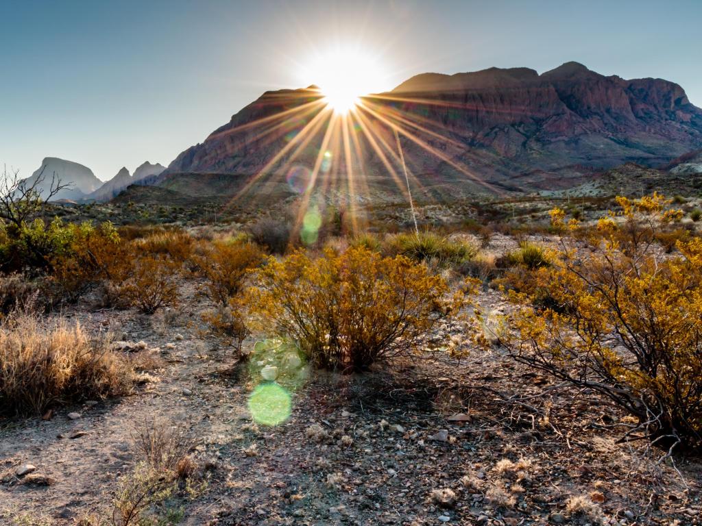Sunrise in the Chisos Mountains Big Bend National Park.