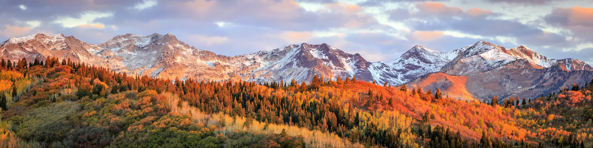 Wasatch Mountains in the fall as you approach Salt Lake City on the road trip from Denver.