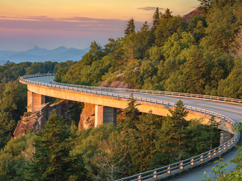 Morning light on the Lynn Cove Viaduct along the Blue Ridge Parkway 