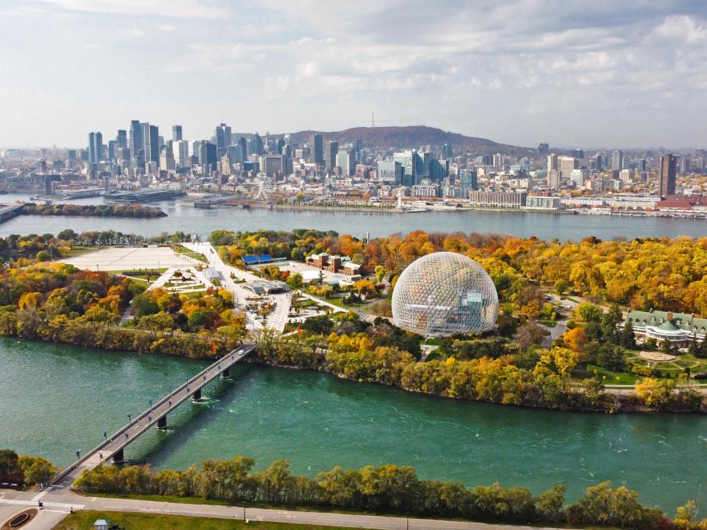 Aerial view of Montreal, Canada in the fall 