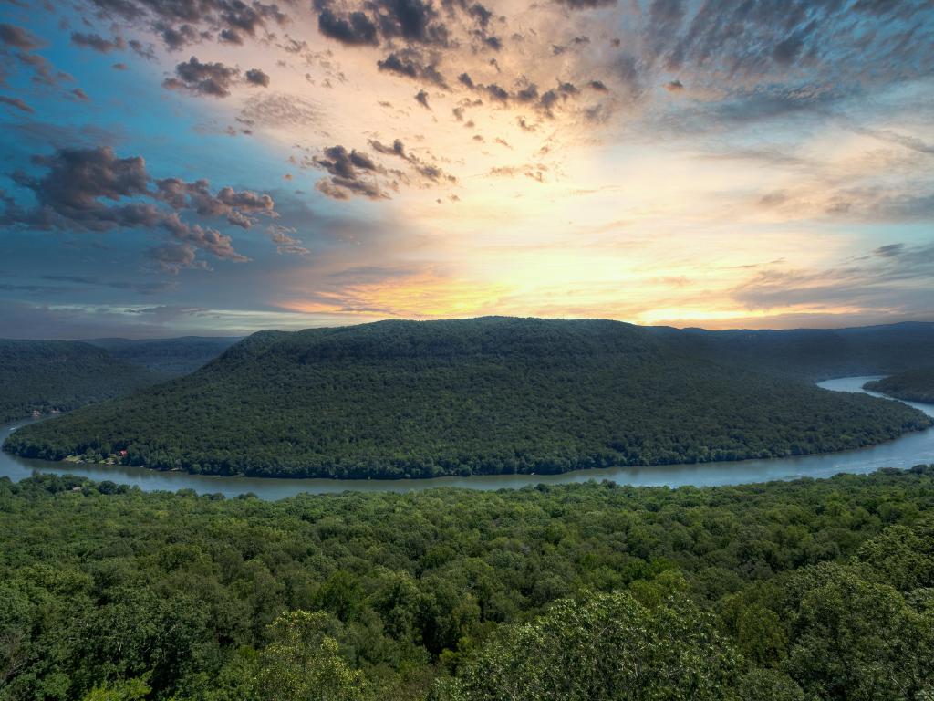 Sunrise At Snoopers Rock Overlook Near Chattanooga And Dunlap Tennessee