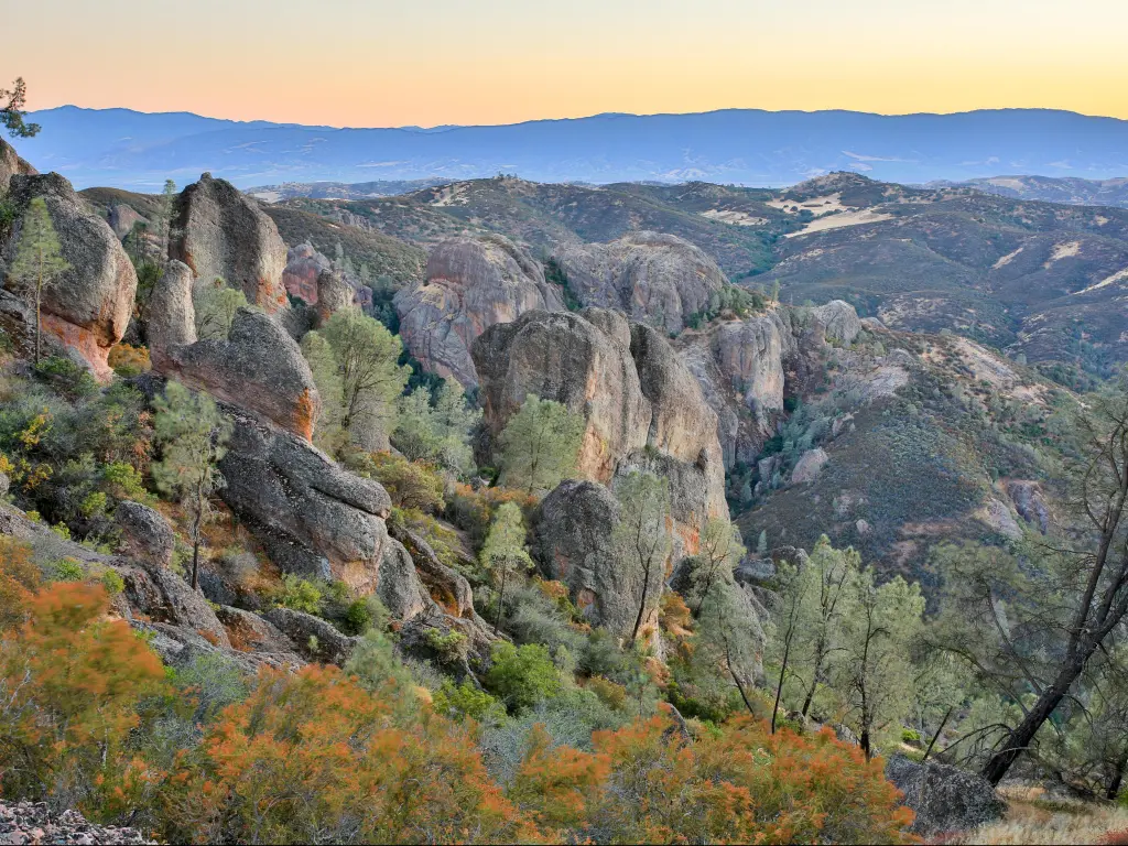 Twilight over Pinnacle Rock Formations. Pinnacles National Park, San Benito County, California, USA.