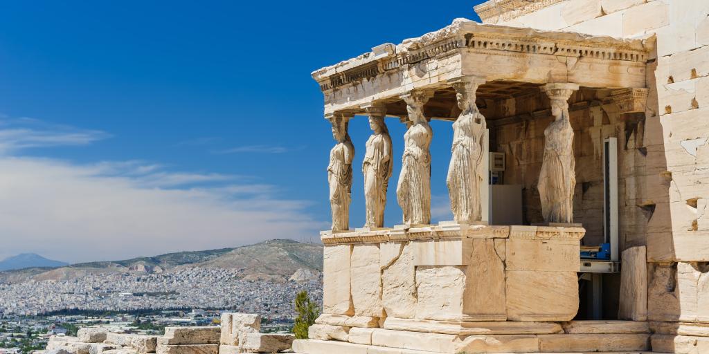 The porch of the Erechtheion in Acropolis at Athens.